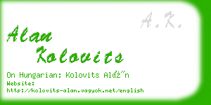 alan kolovits business card